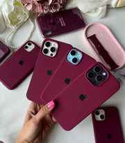 iPhone Premium Quality Silicone Case with micro fiber padding inside super soft silky feel (PLUM COLOR)