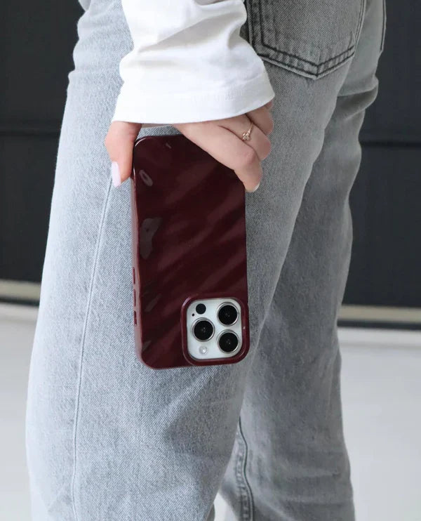 Cherry Burgundy Waves Phone Case 🍒✨ ( FLAT 50% OFF )