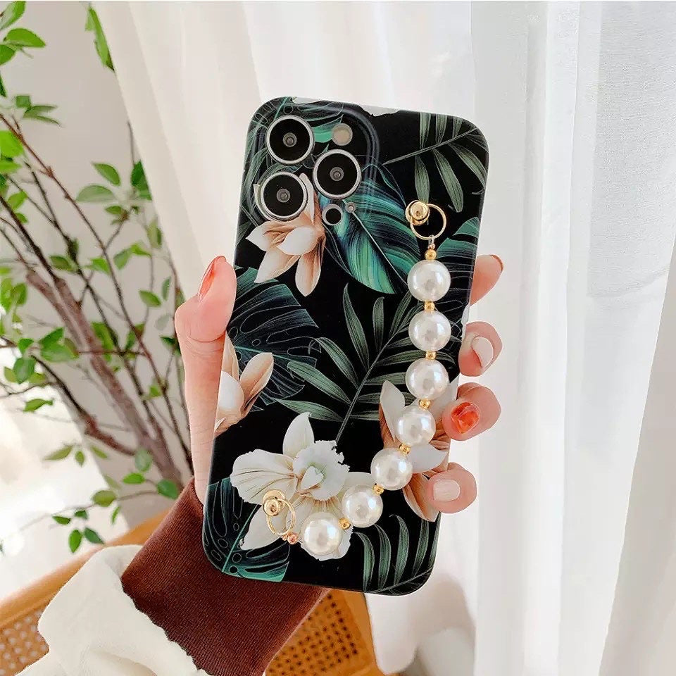 Customise printed premium quality case with pearl chain for all models ( Write your phone model in Order special instructions )