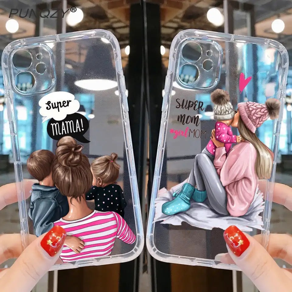 Customise printed PNG SUPER Mama ( mom of girls) Semi-Transparent premium quality case for all models ( Write your phone model in Order special instructions )