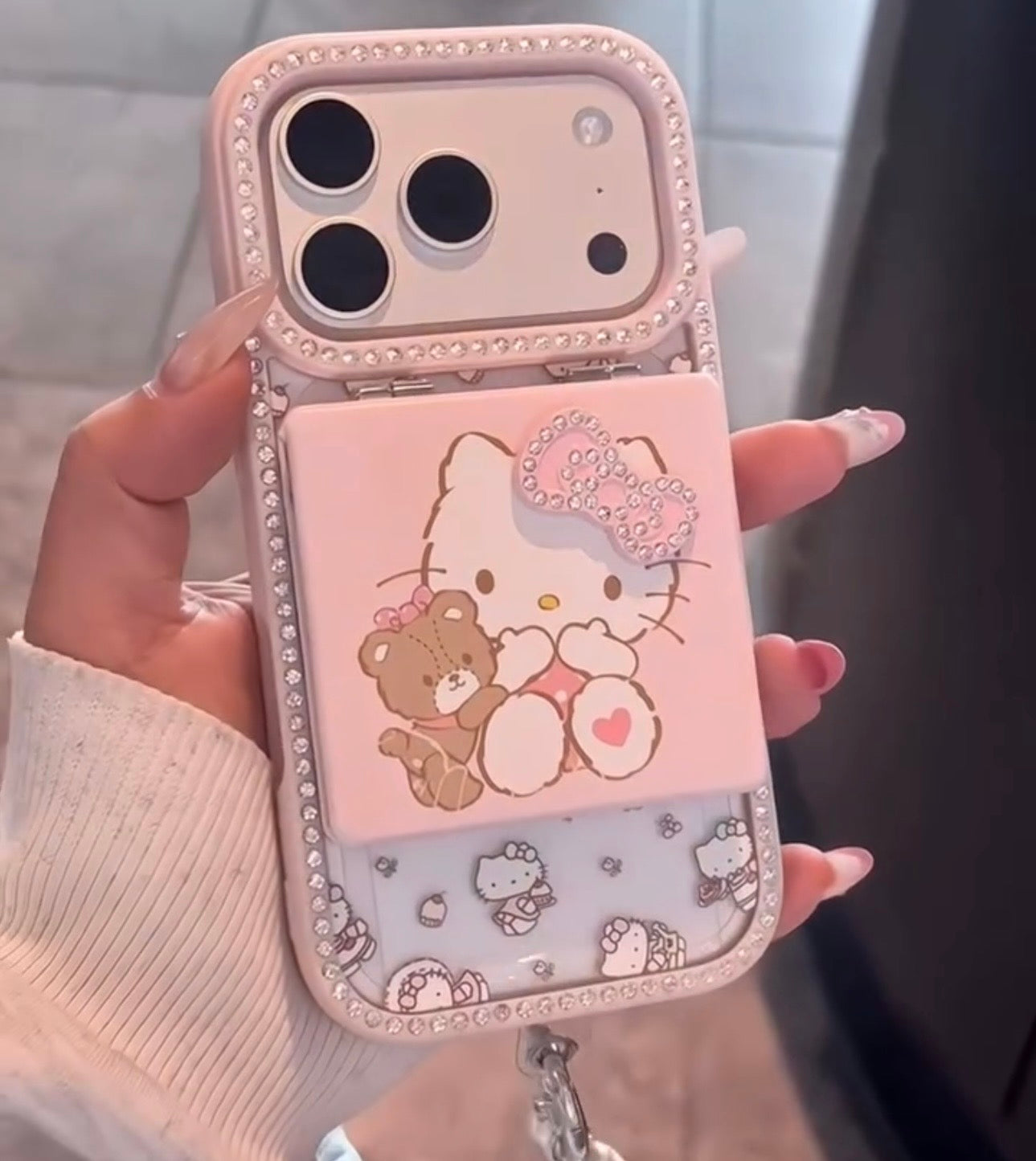 Premium Diamond Mirror Hello Kitty Bow Case