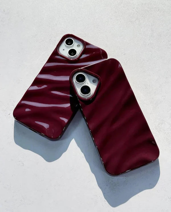 Cherry Burgundy Waves Phone Case 🍒✨ ( FLAT 50% OFF )