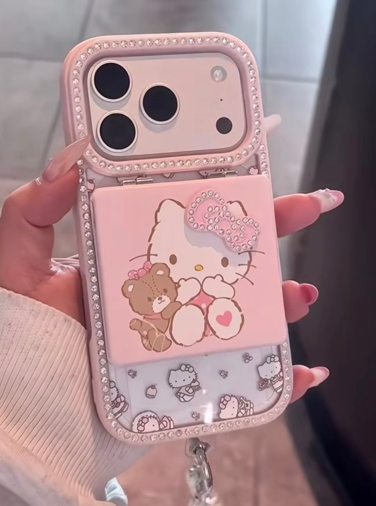 Premium Diamond Mirror Hello Kitty Bow Case