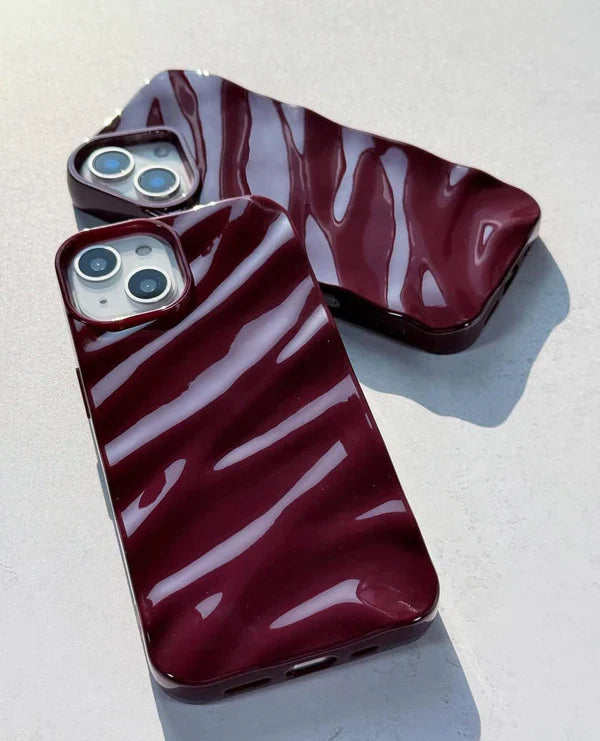 Cherry Burgundy Waves Phone Case 🍒✨ ( FLAT 50% OFF )