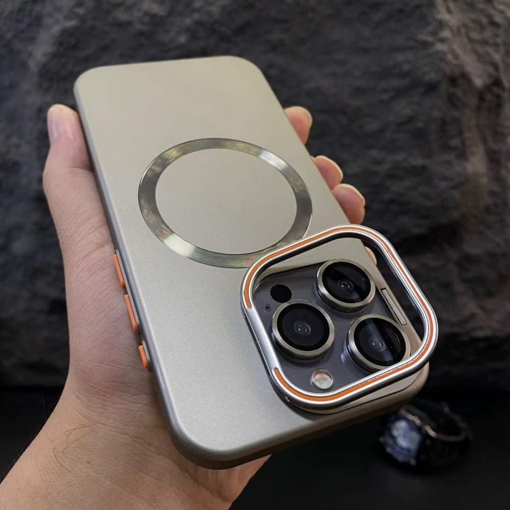 Natural Titanium Luxury Matte Glass MagSafe Case -