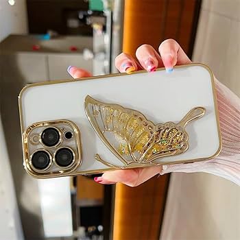 Shimmery Butterfly Glitter Case – 2-in-1 Protection & Style (Available in 6 Colors)