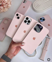iPhone Premium Quality Silicone Case with micro fiber padding inside super soft silky feel (sand Pink color)