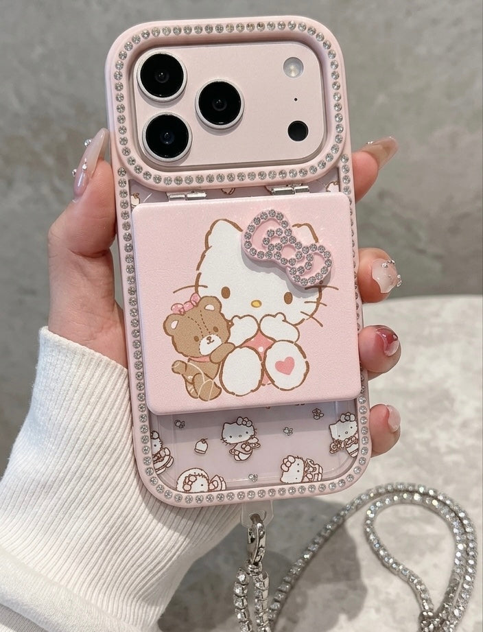 Premium Diamond Mirror Hello Kitty Bow Case