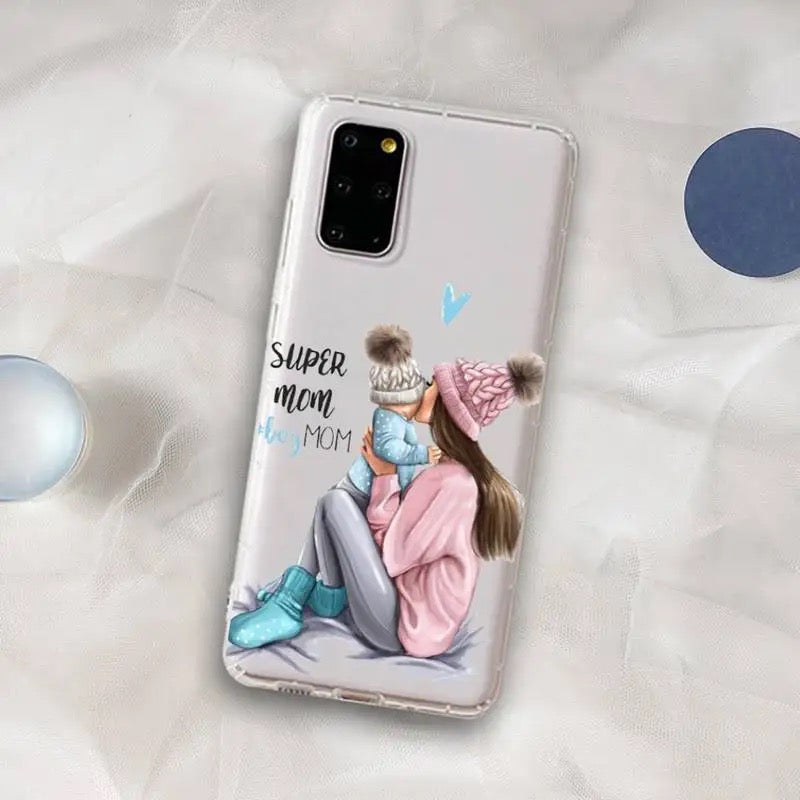 Customise printed PNG SUPER Mama (Mom of Boy) Semi-Transparent premium quality case for all models ( Write your phone model in Order special instructions )