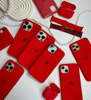 iPhone Premium Quality Silicone Case with micro fiber padding inside super soft silky feel (red color)
