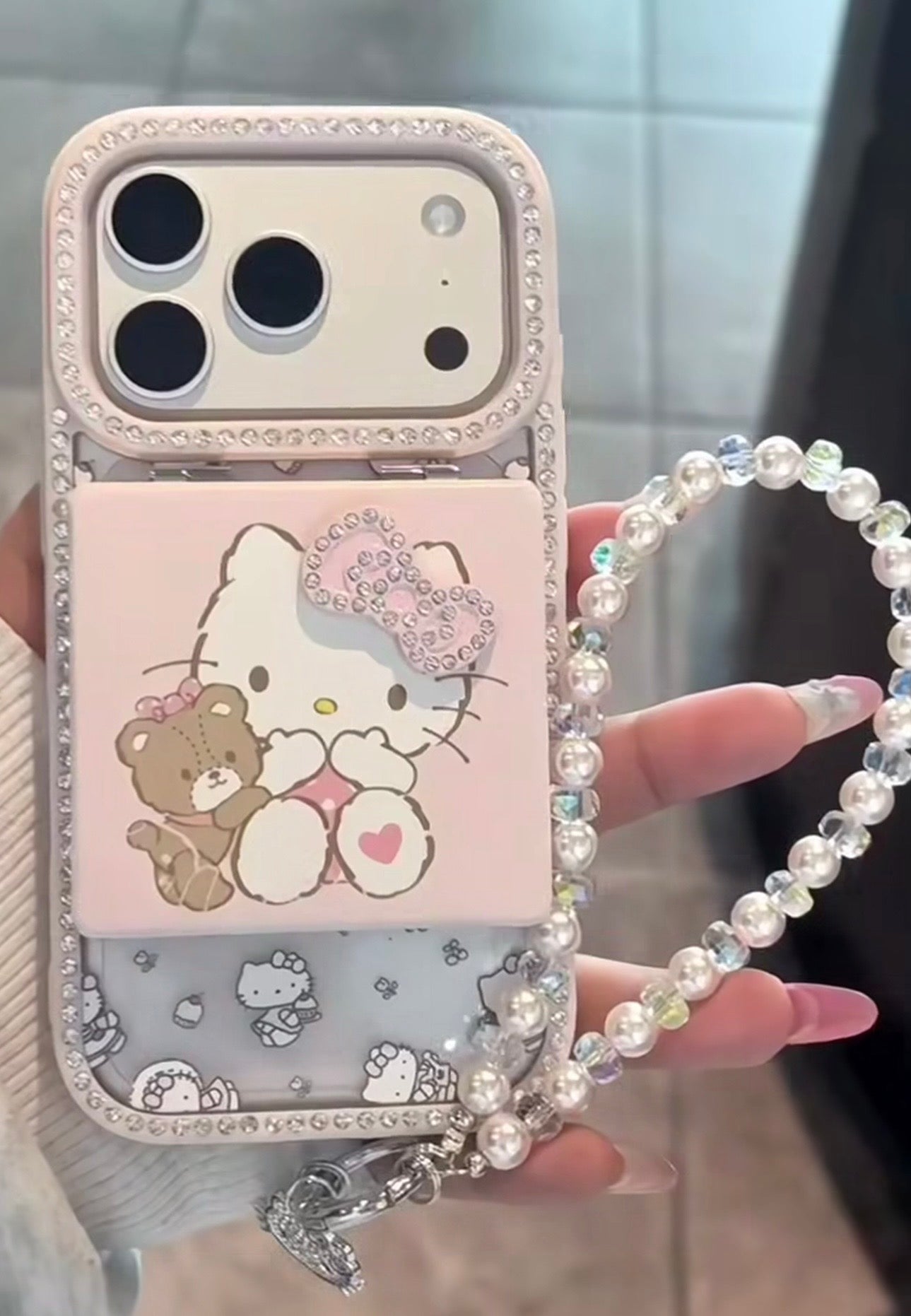 Premium Diamond Mirror Hello Kitty Bow Case