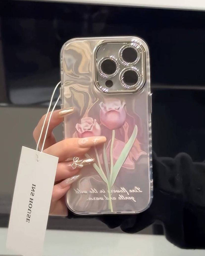 Gradient Flower iPhone Case w/ Crystal Lens Protector