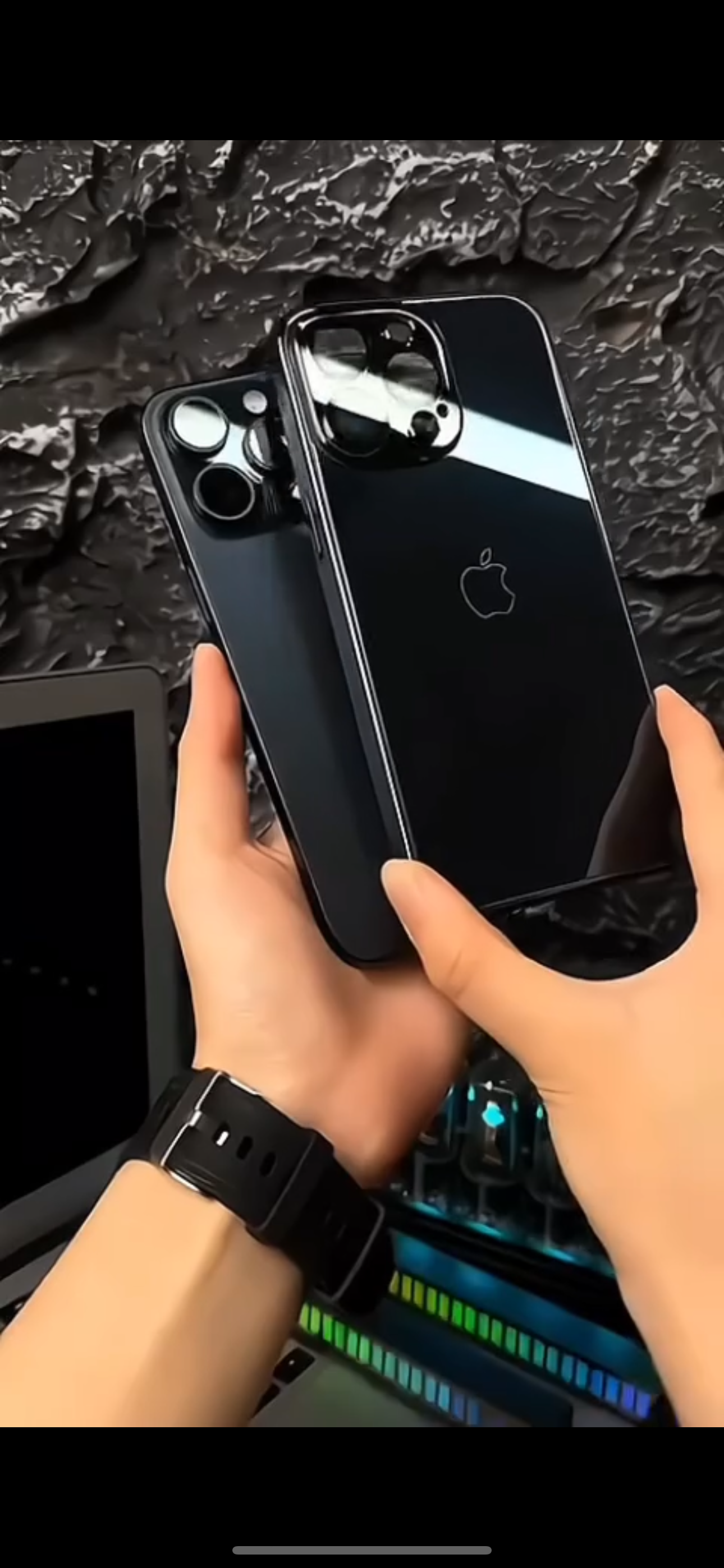 Titanium Luxury Glass Case with lens protector