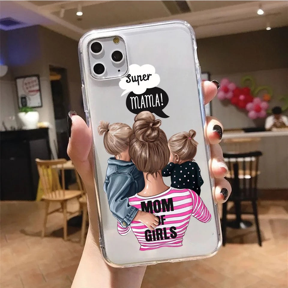 Customise printed PNG SUPER Mama ( mom of girls) Semi-Transparent premium quality case for all models ( Write your phone model in Order special instructions )