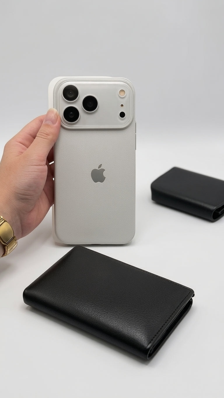 Luxury Leather Camera Guard Case Natural Titanium