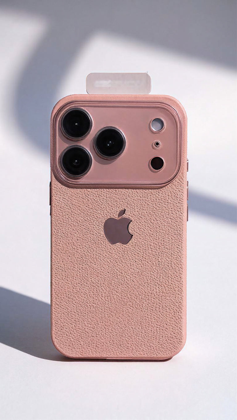 Luxury Leather Camera Guard Case Soft Pink