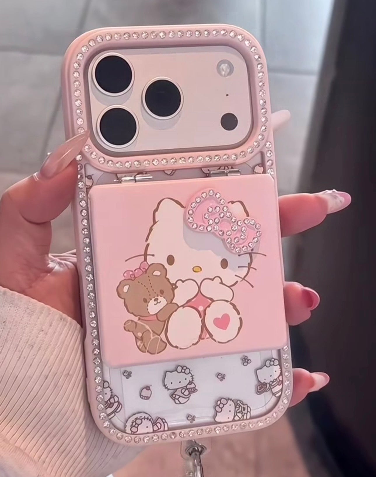 Premium Diamond Mirror Hello Kitty Bow Case