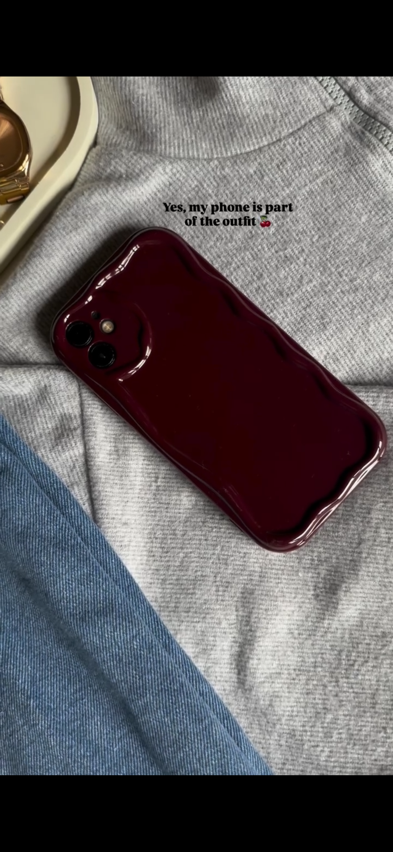 New Burgundy cherry Wavy Case ( Flat 50% OFF)