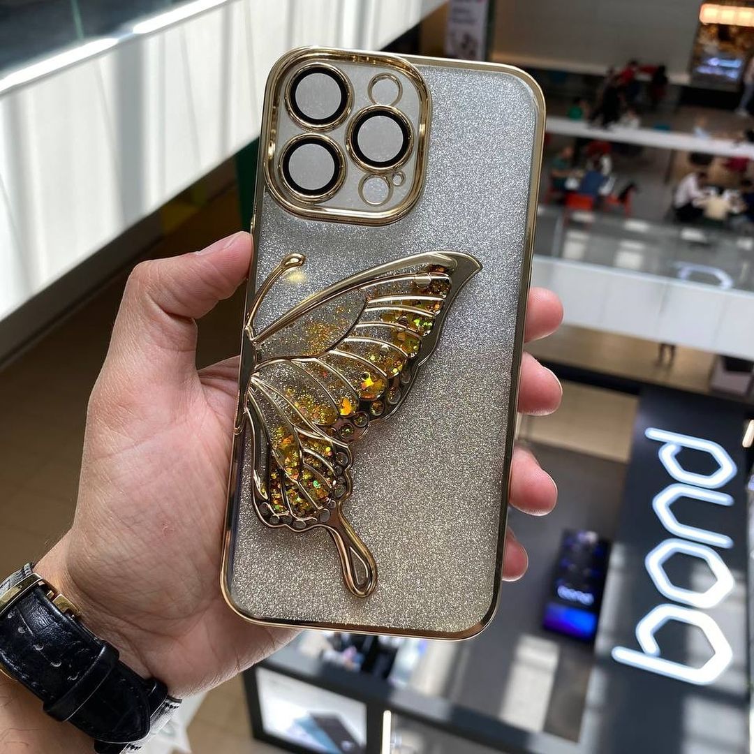 Shimmery Butterfly Glitter Case – 2-in-1 Protection & Style (Available in 6 Colors)