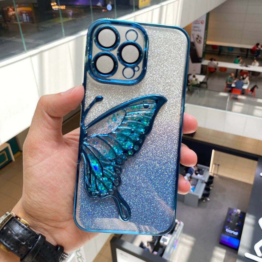 Shimmery Butterfly Glitter Case – 2-in-1 Protection & Style (Available in 6 Colors)