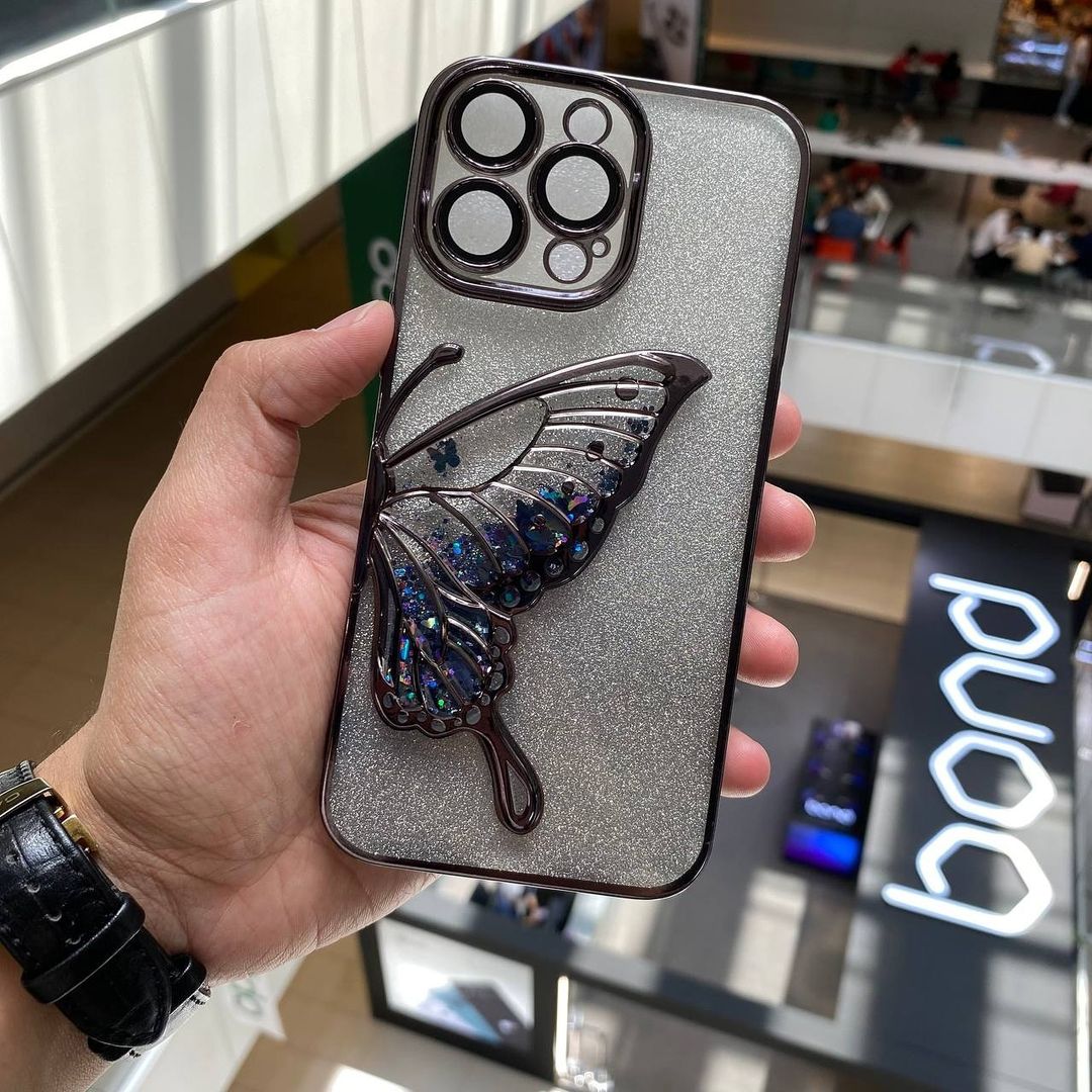 Shimmery Butterfly Glitter Case – 2-in-1 Protection & Style (Available in 6 Colors)
