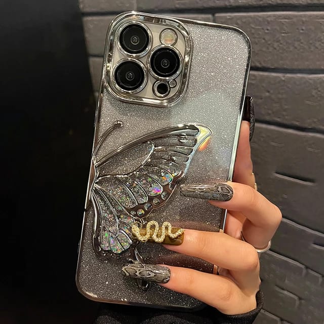 Shimmery Butterfly Glitter Case – 2-in-1 Protection & Style (Available in 6 Colors)