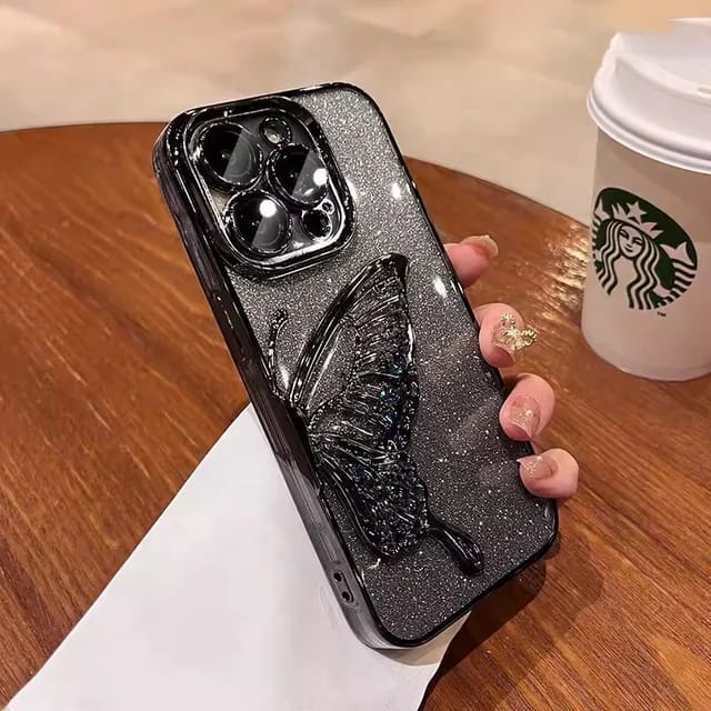 Shimmery Butterfly Glitter Case – 2-in-1 Protection & Style (Available in 6 Colors)