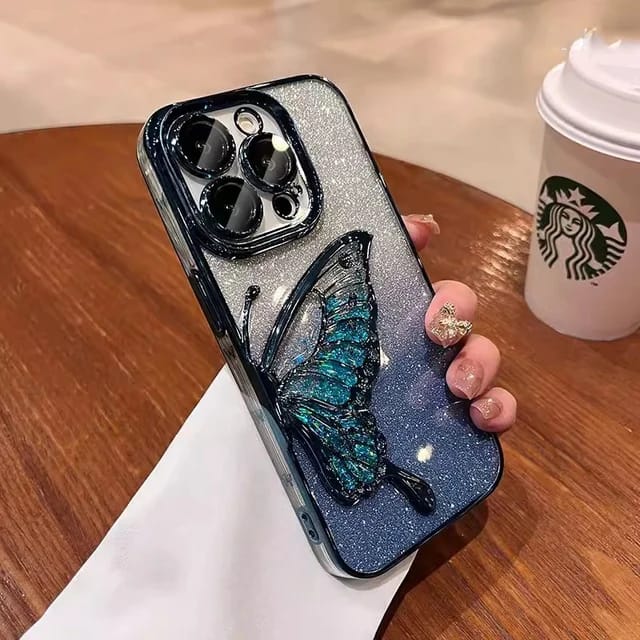 Shimmery Butterfly Glitter Case – 2-in-1 Protection & Style (Available in 6 Colors)