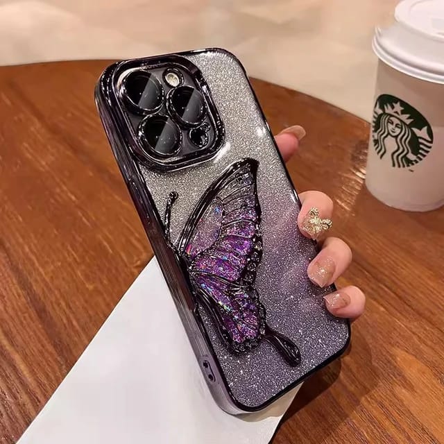Shimmery Butterfly Glitter Case – 2-in-1 Protection & Style (Available in 6 Colors)