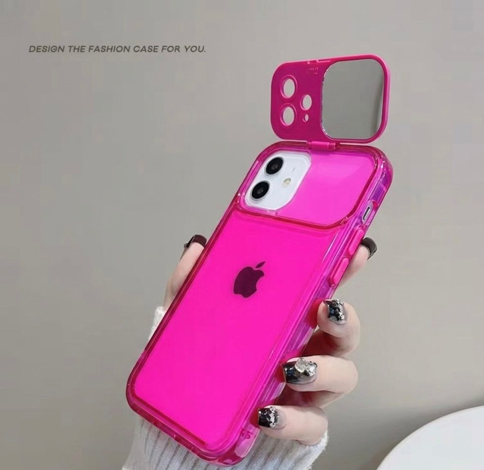 Premium Neon Pink Mirror Stand Case
