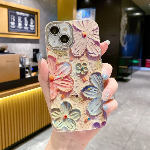 Blooms Floral iPhone Case w/ Crystal Lens Protector