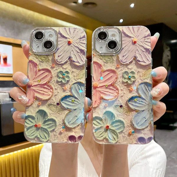 Blooms Floral iPhone Case w/ Crystal Lens Protector