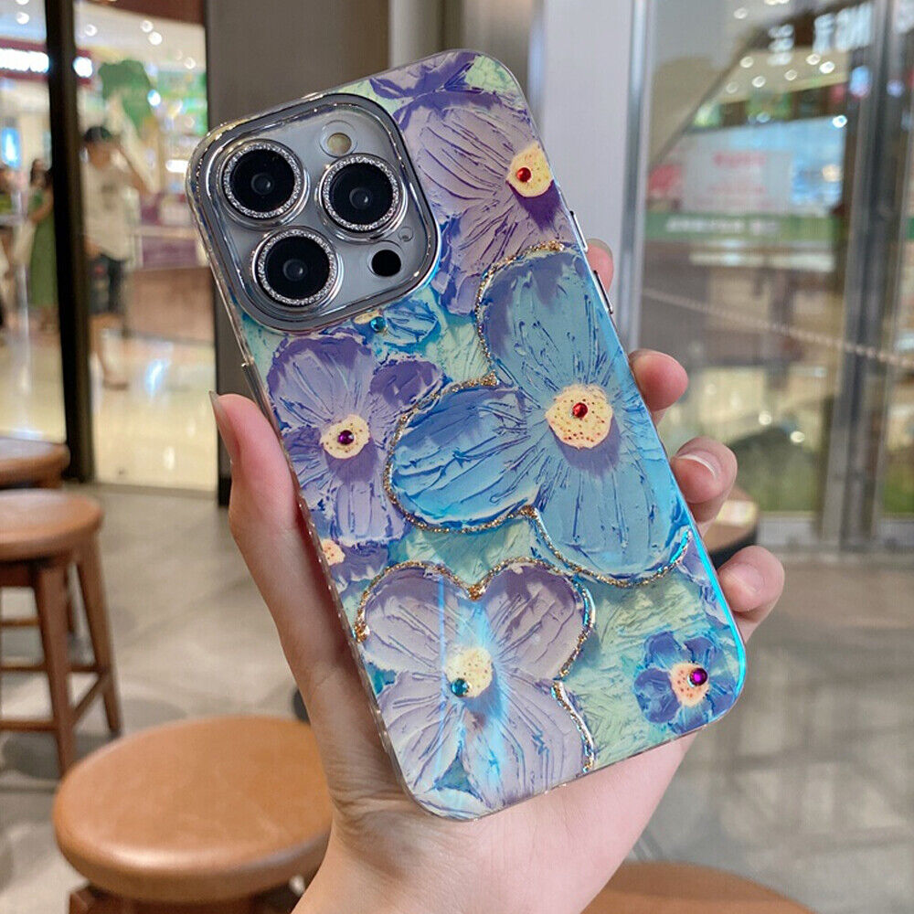 Blooms Floral iPhone Case w/ Crystal Lens Protector